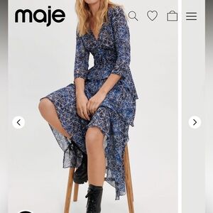 Maje Floral Print Long Dress